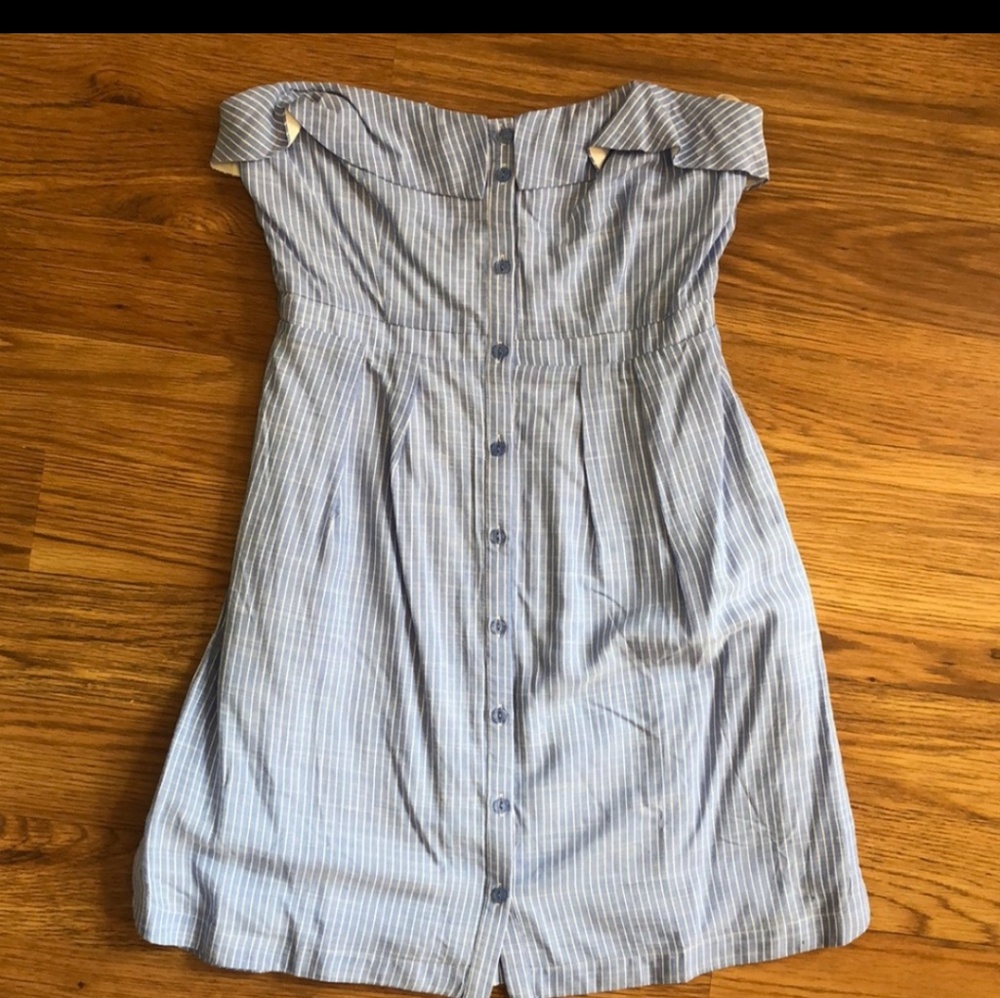 Strapless chambray dress